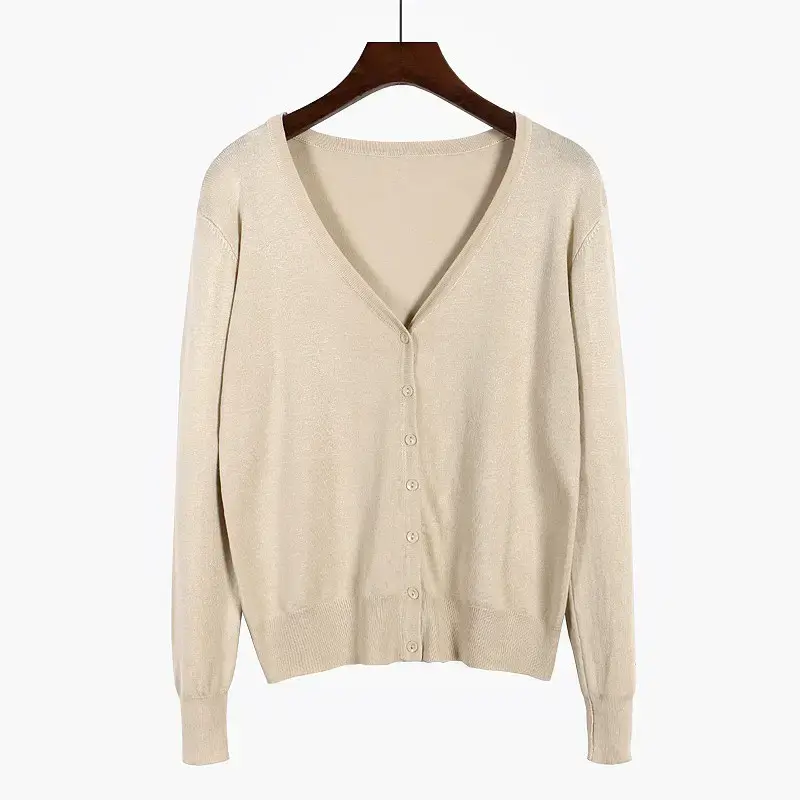 Pink V-Neck Knit Cardigan Women Long Sleeve - Image 5