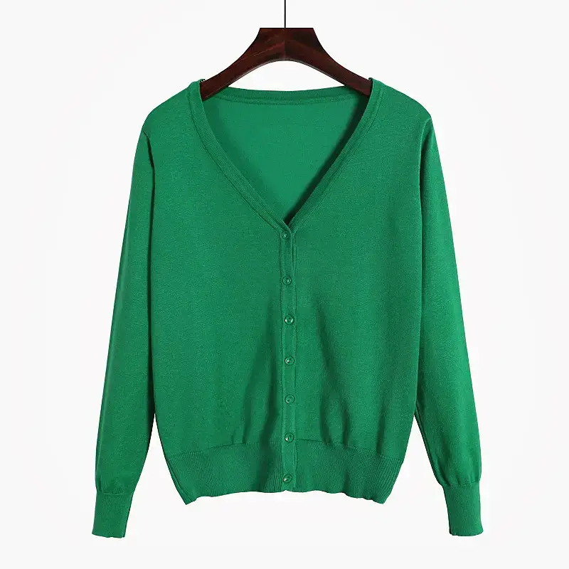 Pink V-Neck Knit Cardigan Women Long Sleeve - Image 6