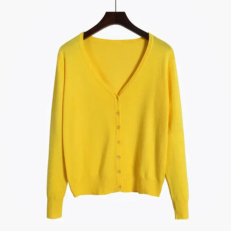 Pink V-Neck Knit Cardigan Women Long Sleeve - Image 7