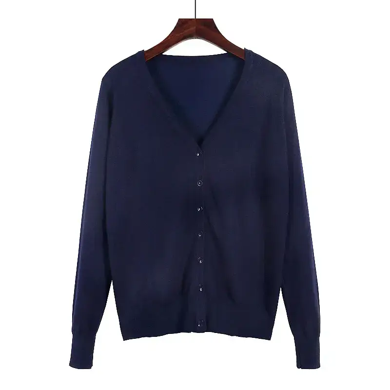 Pink V-Neck Knit Cardigan Women Long Sleeve - Image 8