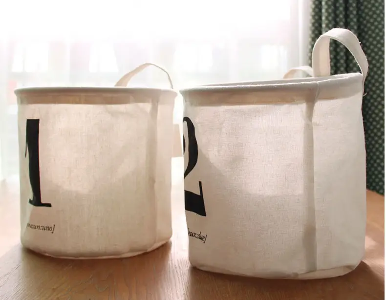 Fabric Planting Basin Waterproof Desktop Finishing Storage Basket Simple Digital Foldable Cotton Linen Dirty Clothes Bucket 0457 — feature 10