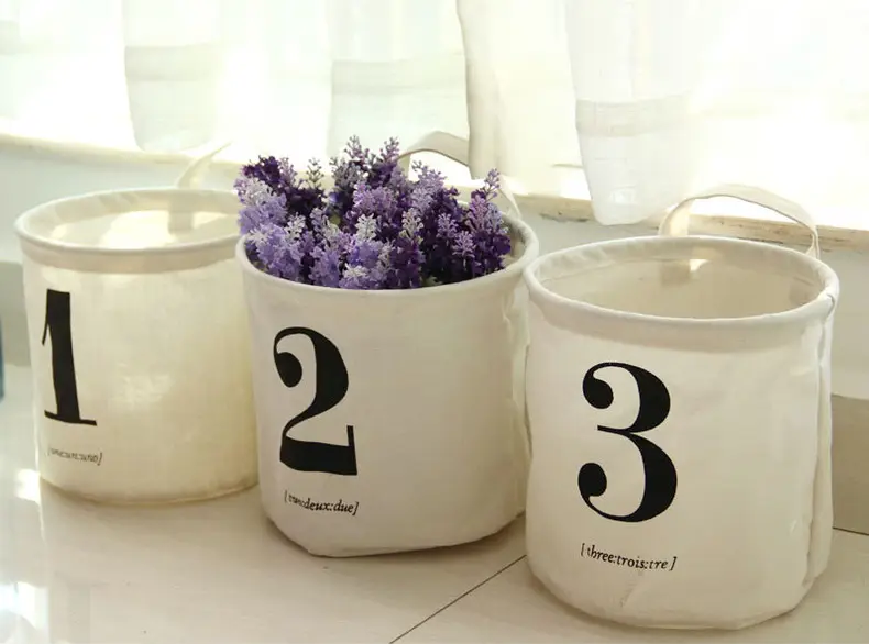 Fabric Planting Basin Waterproof Desktop Finishing Storage Basket Simple Digital Foldable Cotton Linen Dirty Clothes Bucket 0457 — feature 8