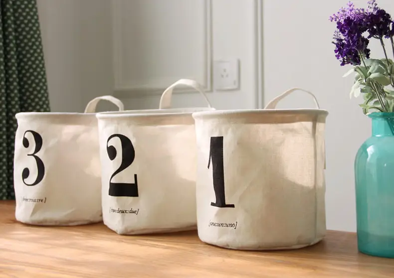 Fabric Planting Basin Waterproof Desktop Finishing Storage Basket Simple Digital Foldable Cotton Linen Dirty Clothes Bucket 0457 — feature 9
