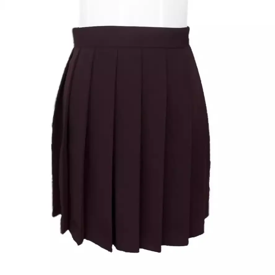 Navy Blue Pleated Skirt High Waist for Girls