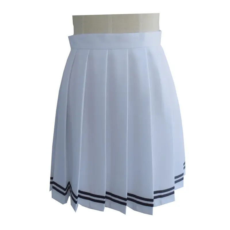 Navy Blue Pleated Skirt High Waist for Girls