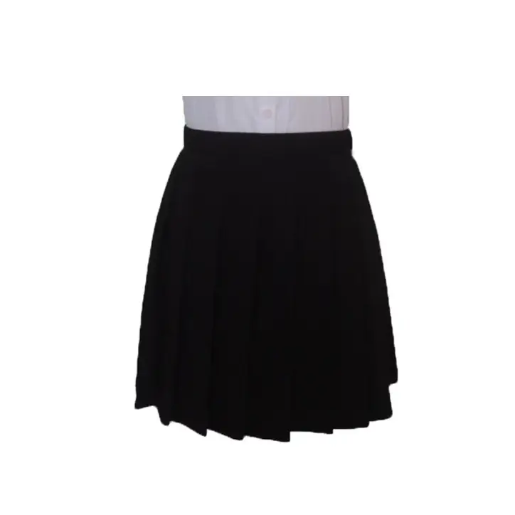 Navy Blue Pleated Skirt High Waist for Girls