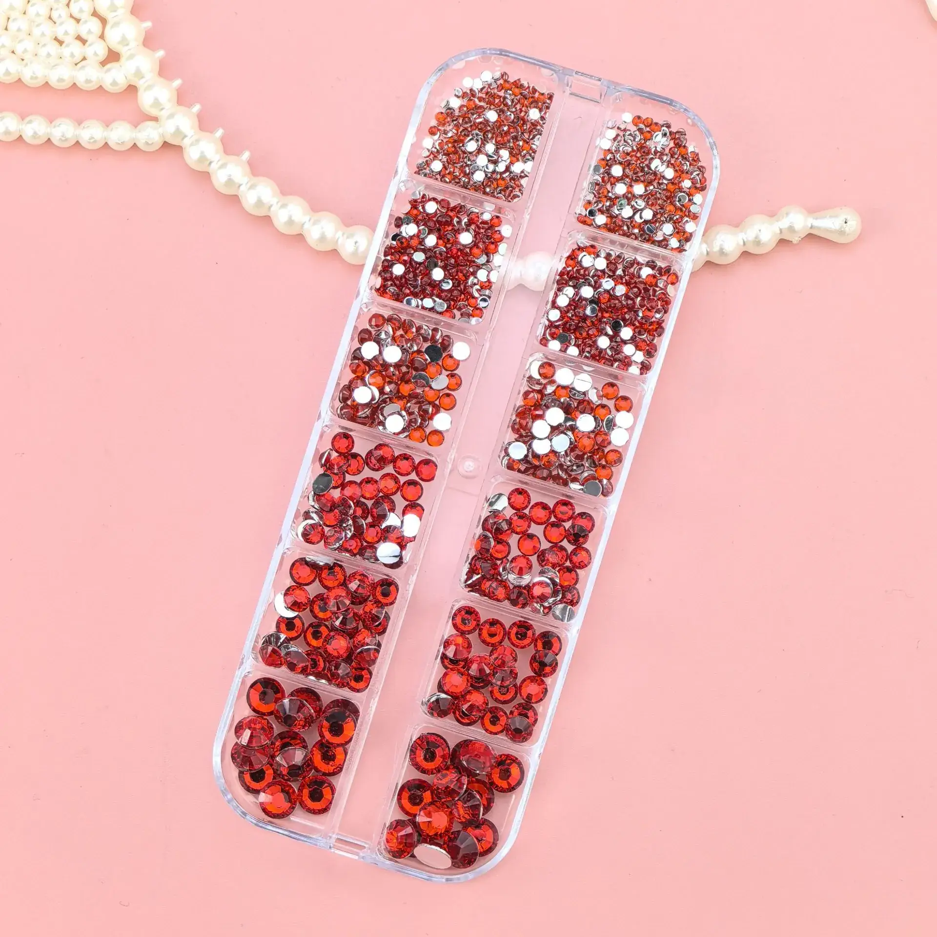 12 Color Mixed Diamond Nail Drill Set 2.0 Round Silver