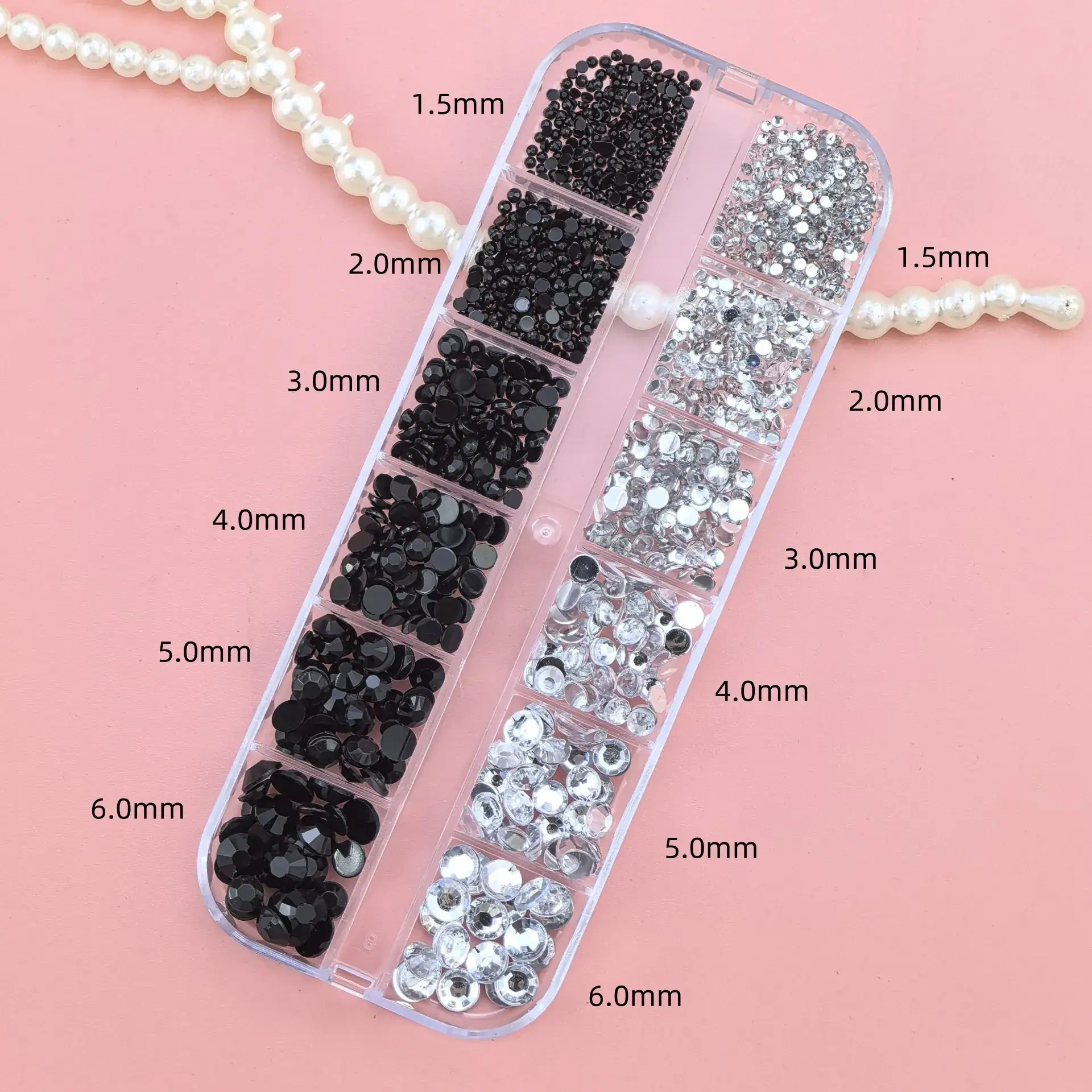 12 Color Mixed Diamond Nail Drill Set 2.0 Round Silver