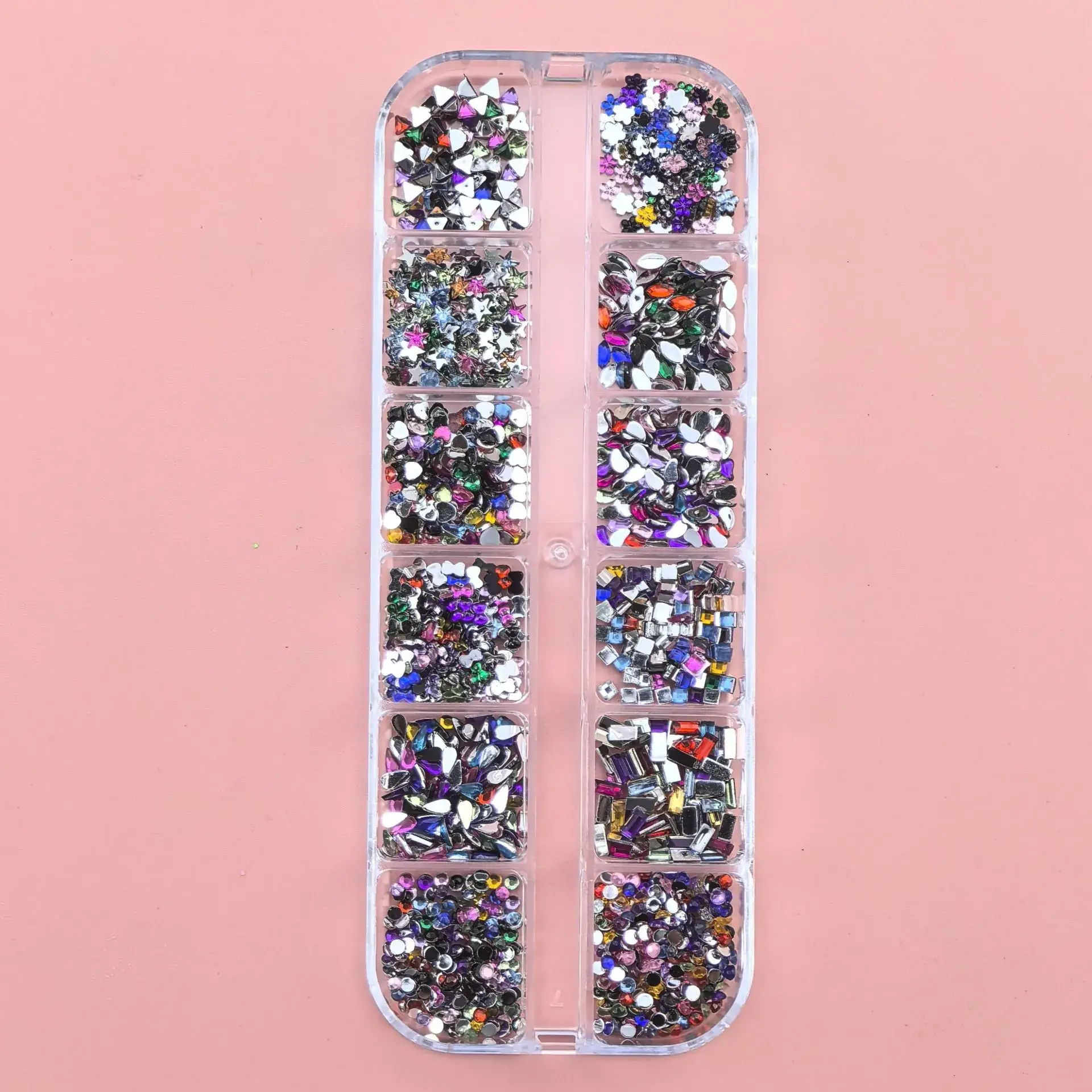 12 Color Mixed Diamond Nail Drill Set 2.0 Round Silver