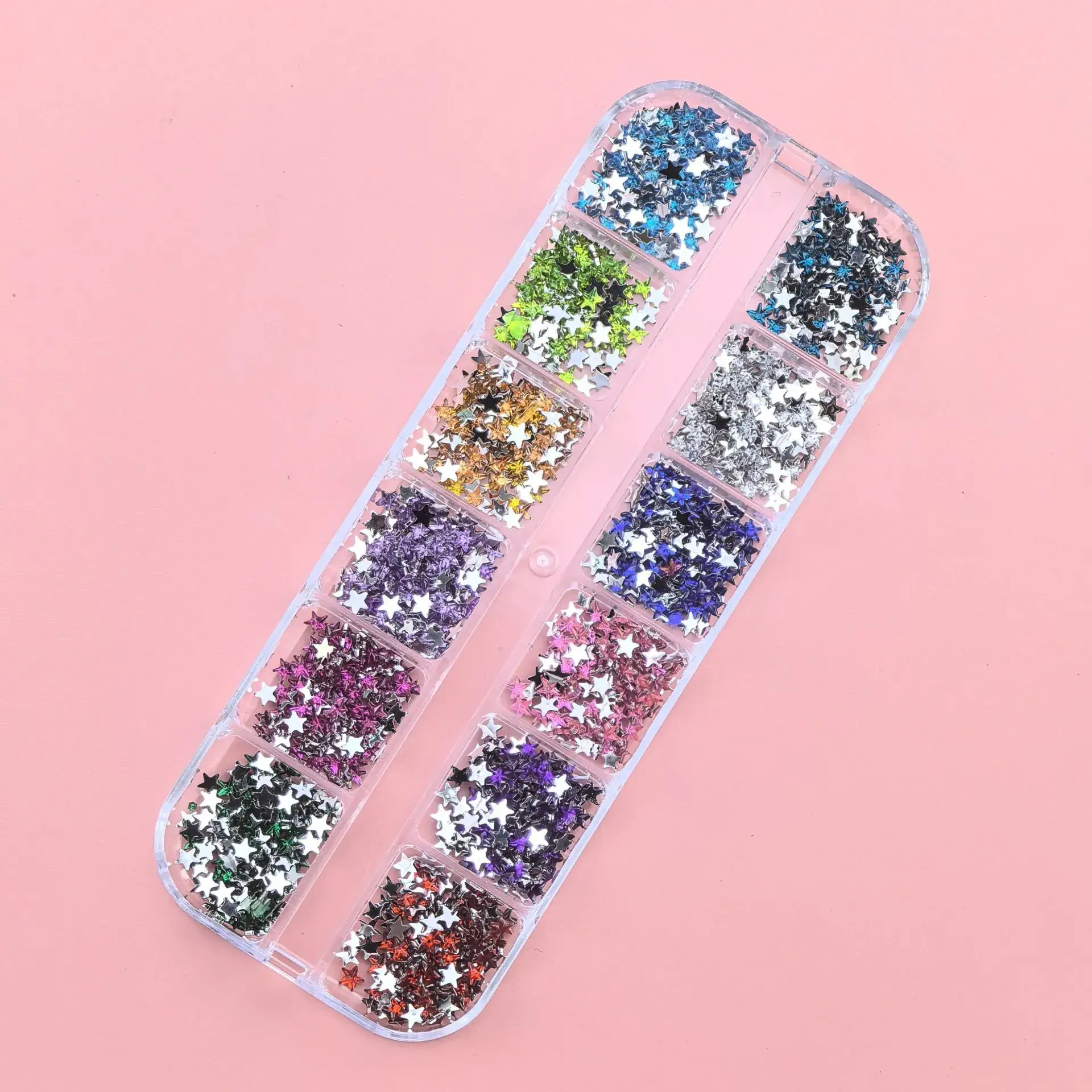 12 Color Mixed Diamond Nail Drill Set 2.0 Round Silver