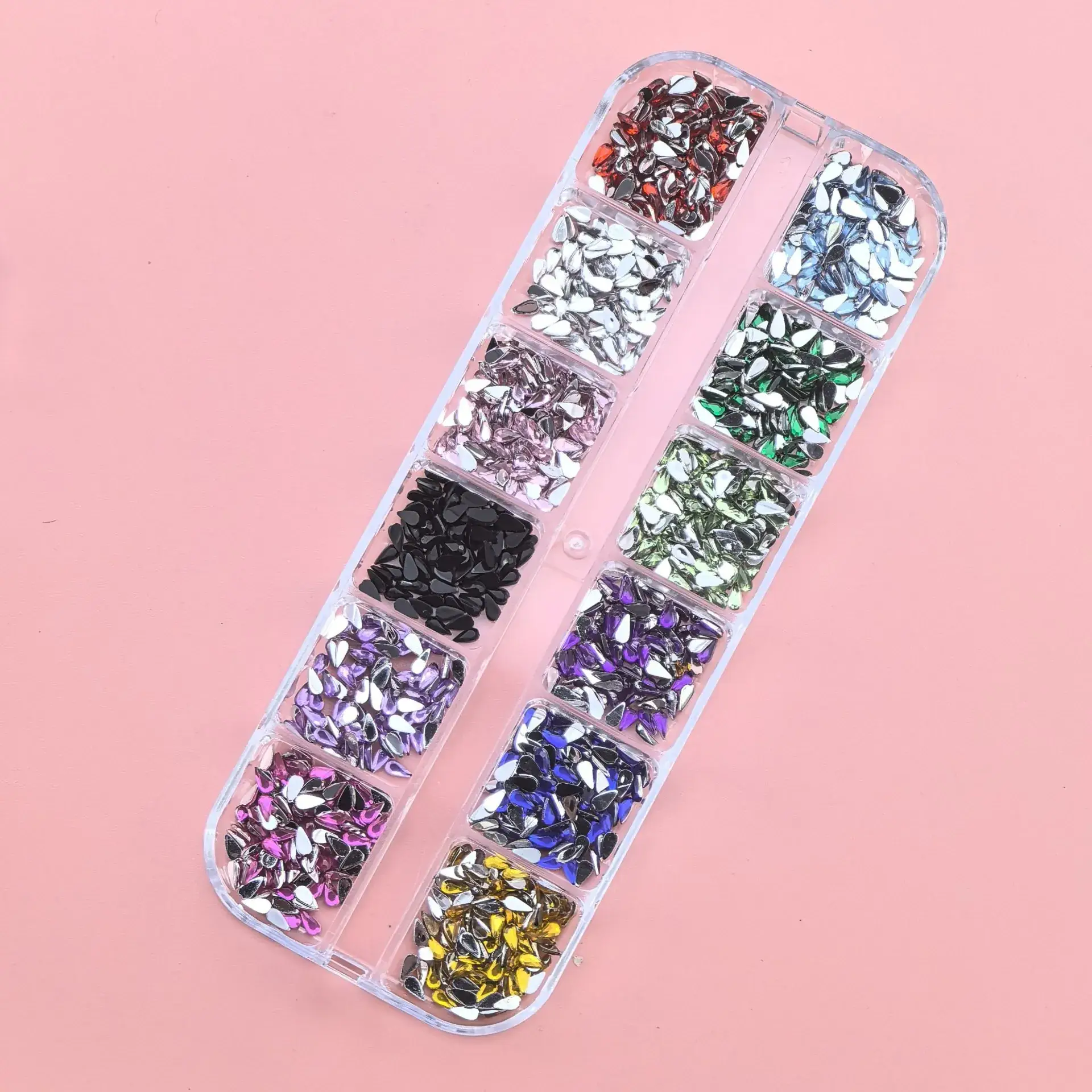12 Color Mixed Diamond Nail Drill Set 2.0 Round Silver