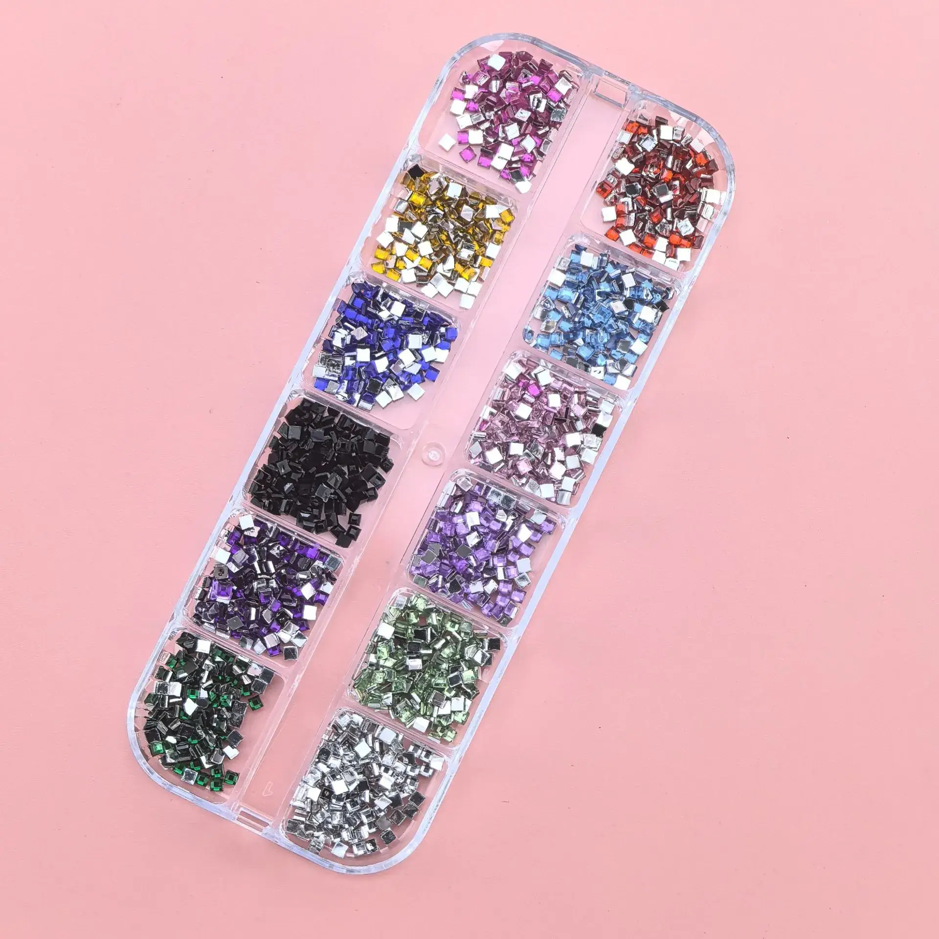 12 Color Mixed Diamond Nail Drill Set 2.0 Round Silver