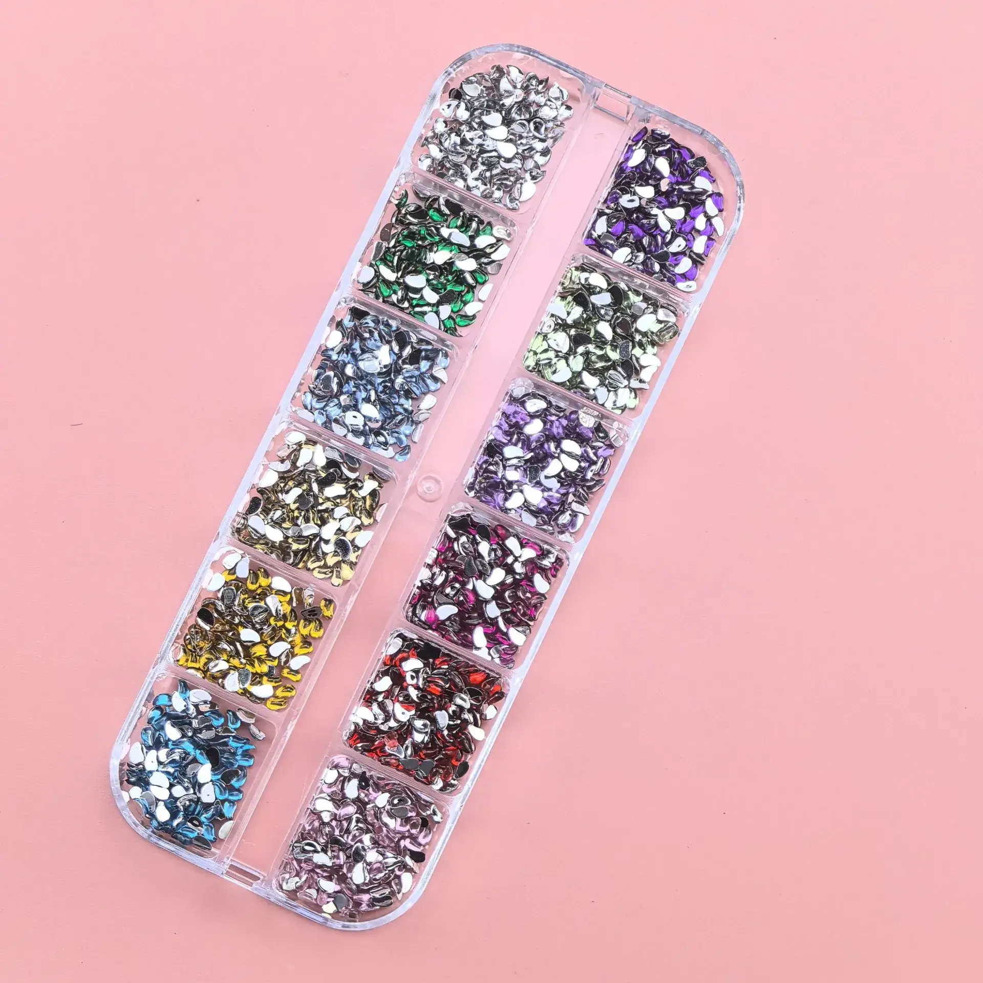 12 Color Mixed Diamond Nail Drill Set 2.0 Round Silver