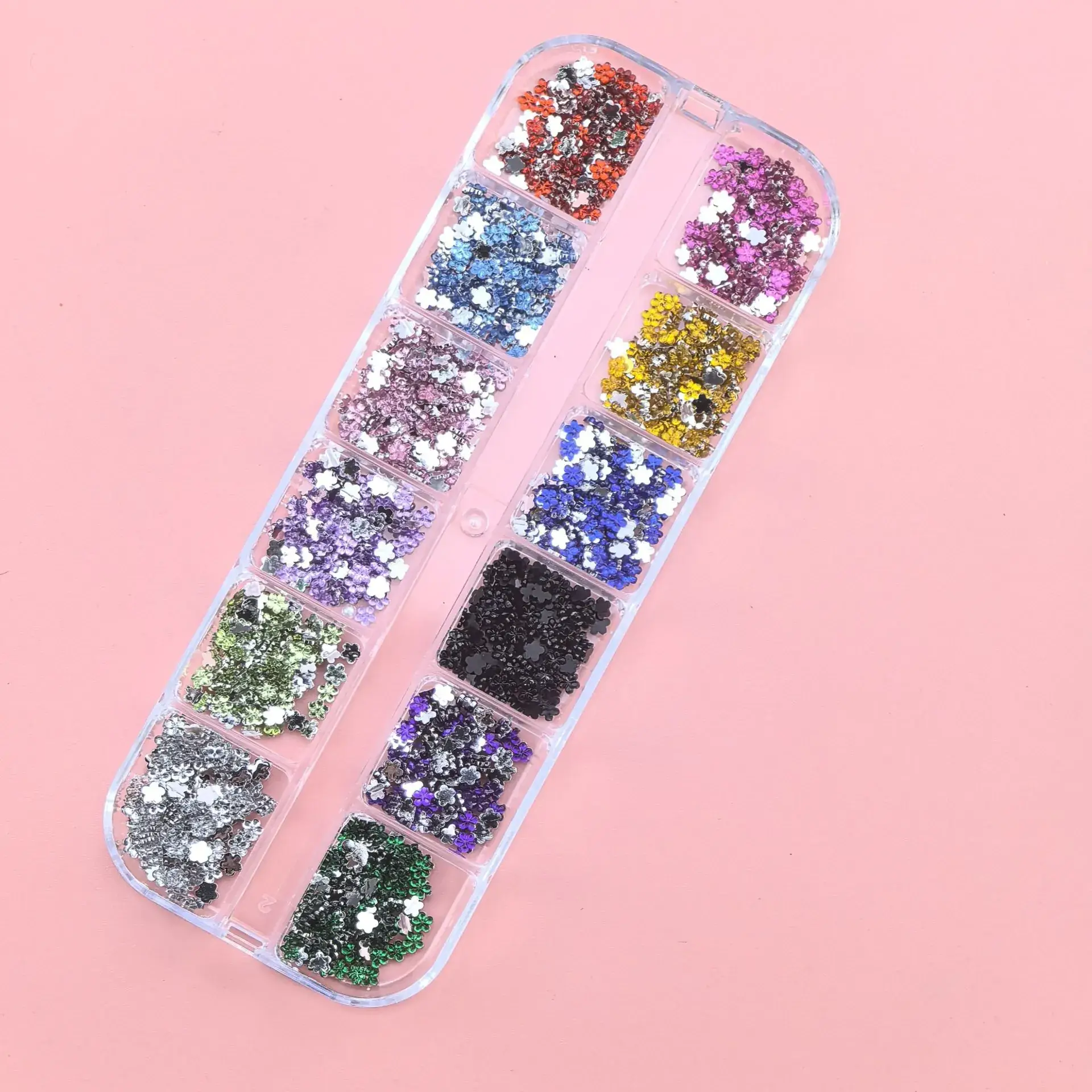 12 Color Mixed Diamond Nail Drill Set 2.0 Round Silver