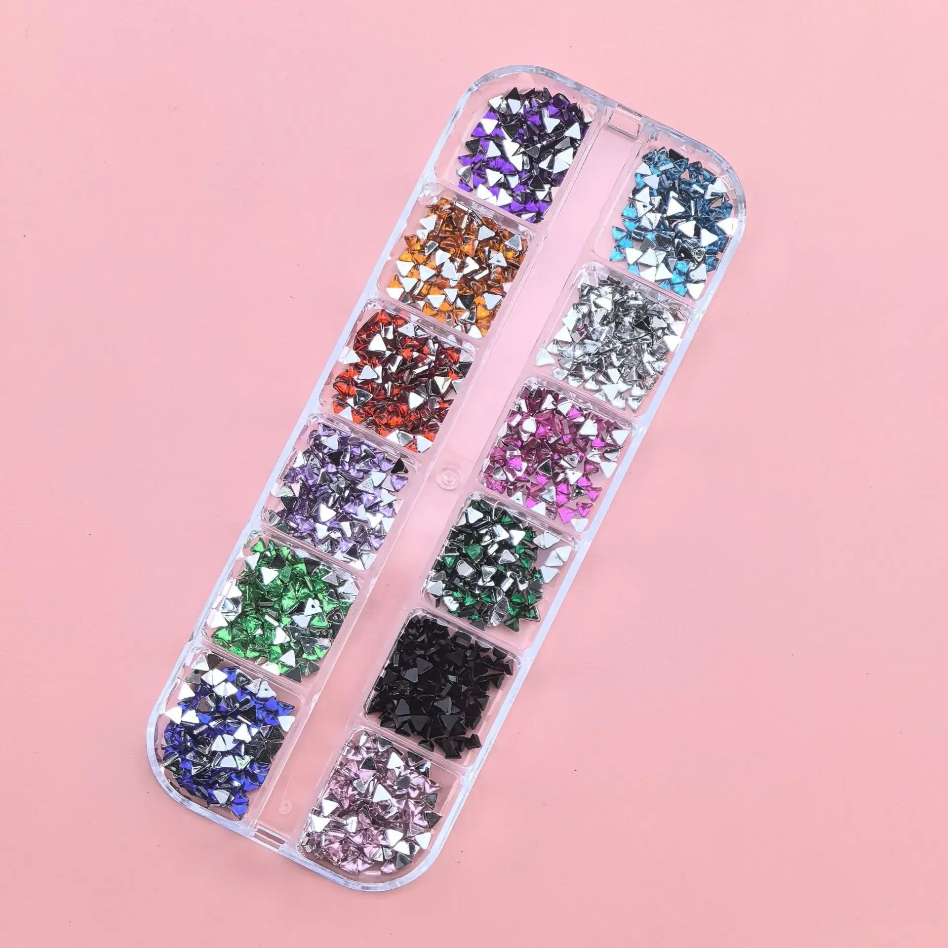 12 Color Mixed Diamond Nail Drill Set 2.0 Round Silver