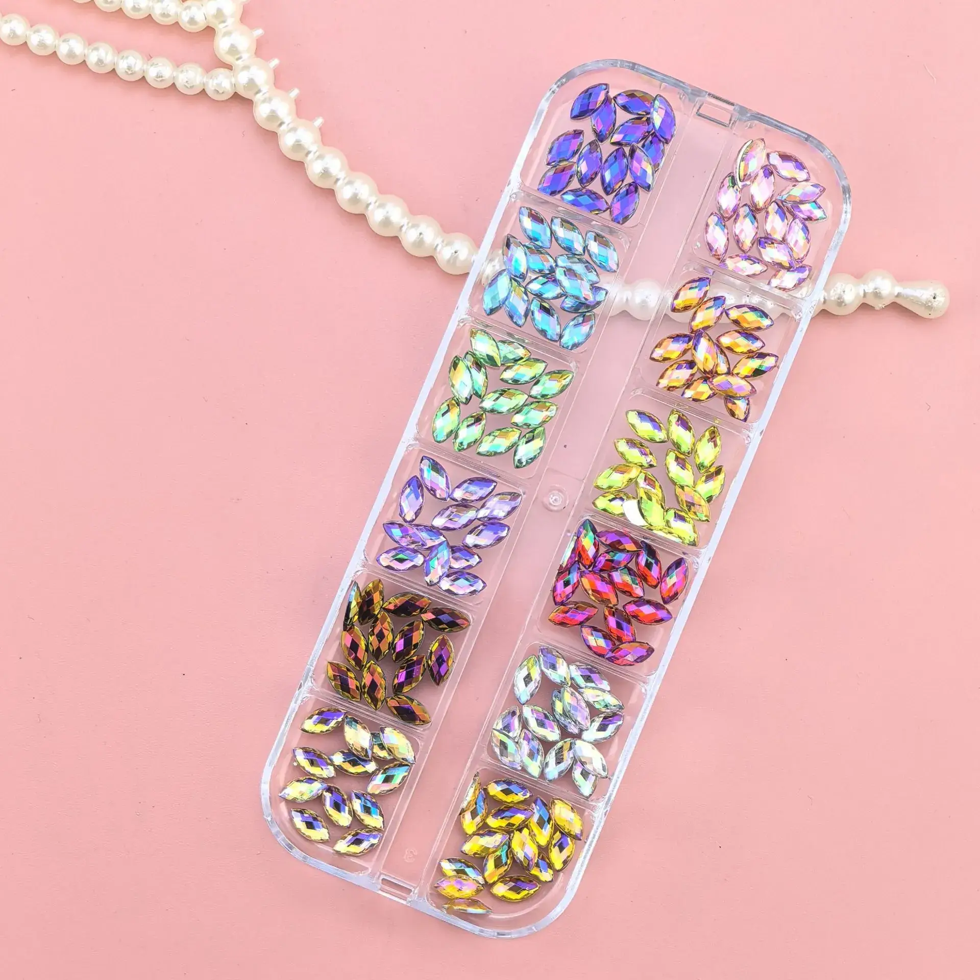 12 Color Mixed Diamond Nail Drill Set 2.0 Round Silver