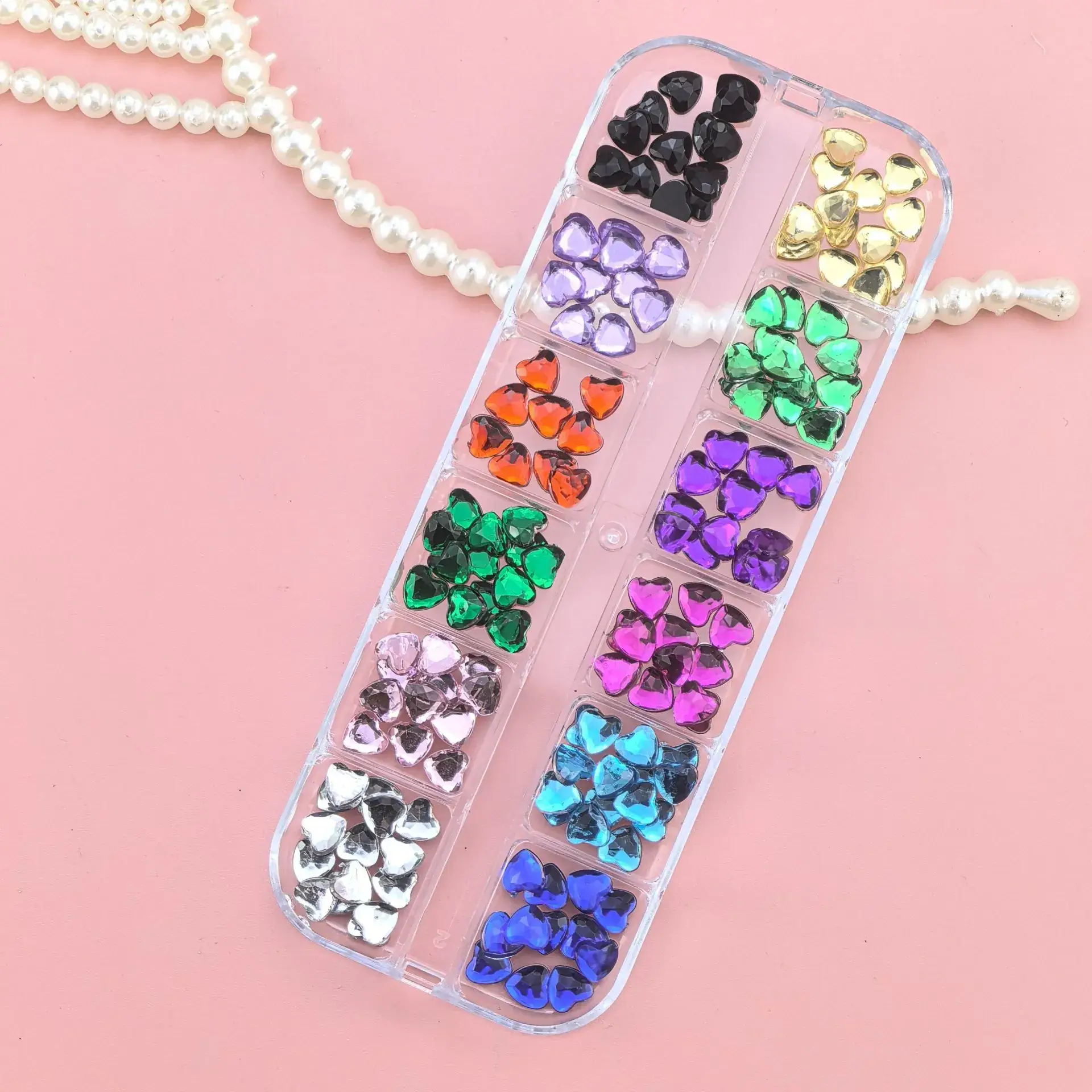 12 Color Mixed Diamond Nail Drill Set 2.0 Round Silver