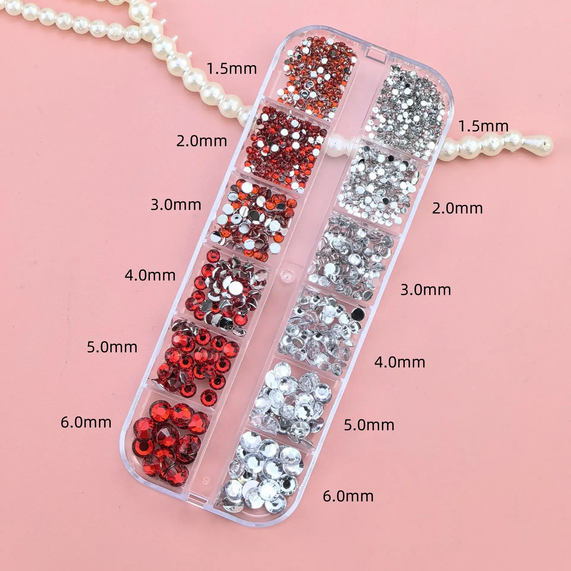 12 Color Mixed Diamond Nail Drill Set 2.0 Round Silver