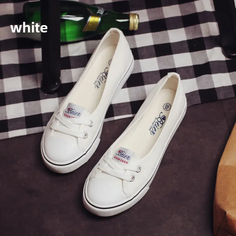 Beier 2025 New Breathable Summer Shallow Canvas Shoes for Women Casual Korean Style Student Flats-Soled Slip-On Shoes - Image 3