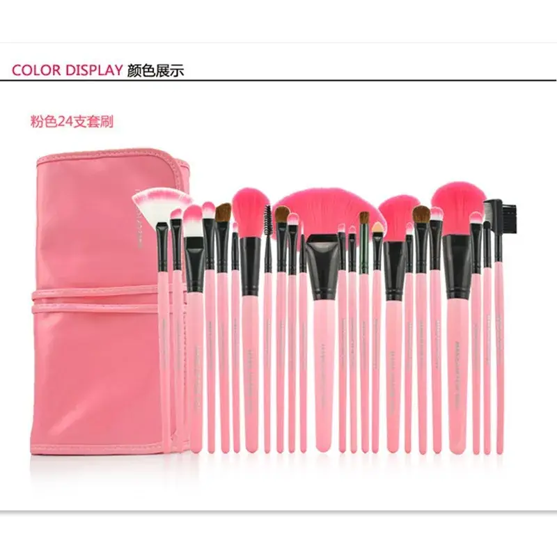 Pink Makeup Brush Set 24 Pcs Long Rod Professional Artist - Image 4