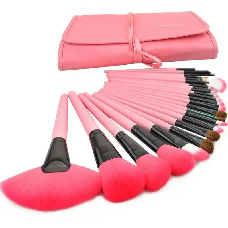 Pink Makeup Brush Set 24 Pcs Long Rod Professional Artist - Image 6