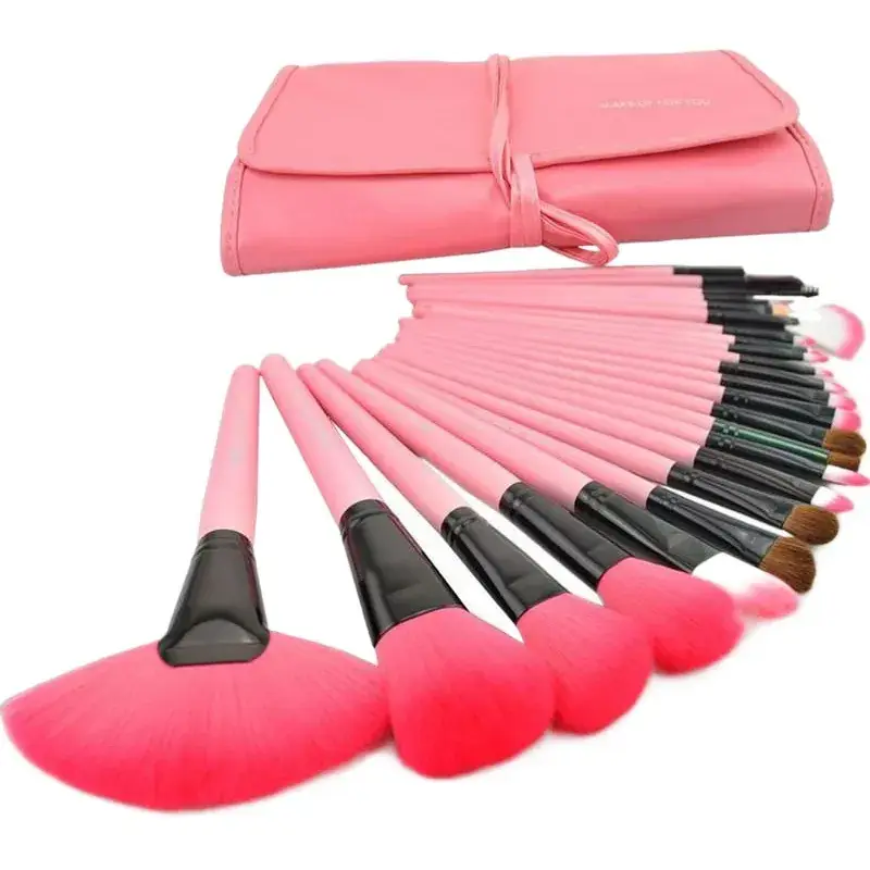 Pink Makeup Brush Set 24 Pcs Long Rod Professional Artist