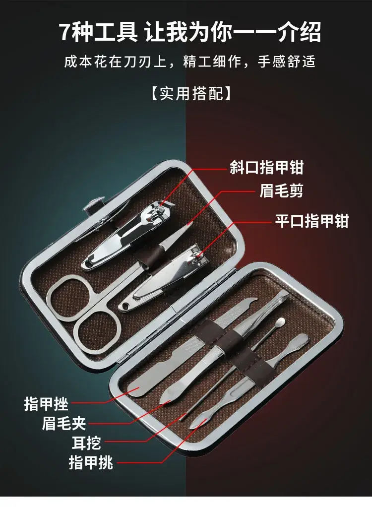 Nail Clipper Set Seven-Piece Manicure Tool Set Carbon Steel — feature 7