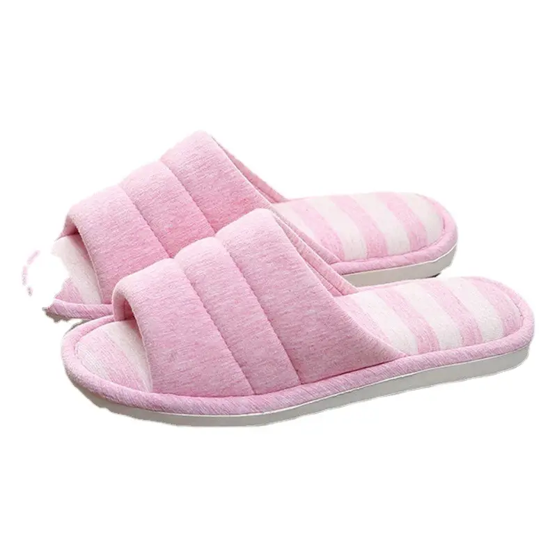 Pink Striped Home Slippers for Women