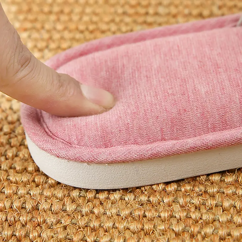 is soft home couple indoor wooden floor slippers women Caterpillar sweat cloth silent thick bottom washed slippers for men and women — feature 21