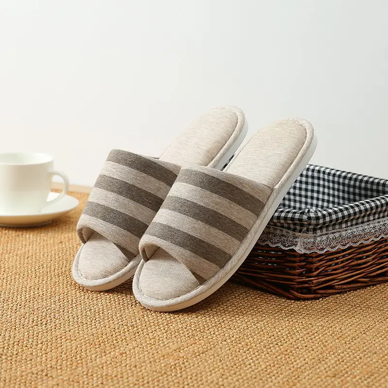 is soft home couple indoor wooden floor slippers women Caterpillar sweat cloth silent thick bottom washed slippers for men and women — feature 23