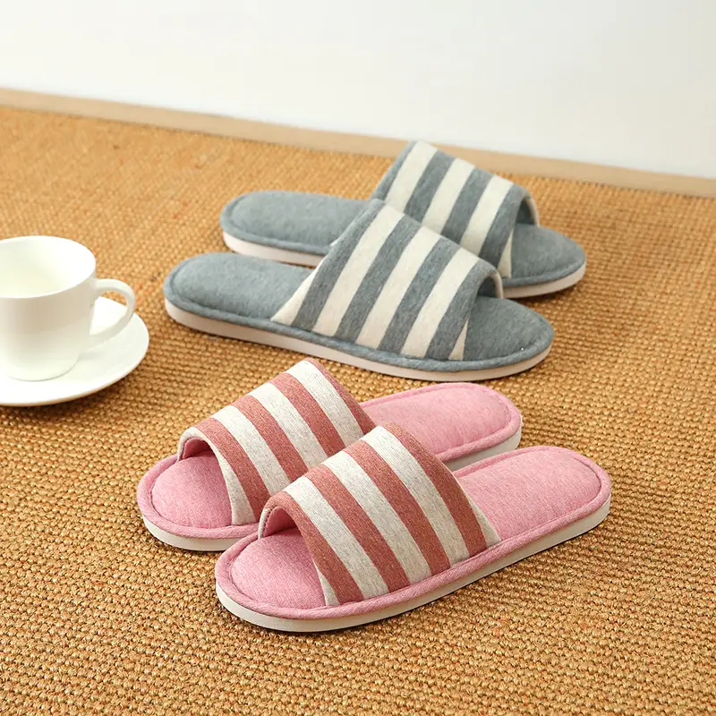 is soft home couple indoor wooden floor slippers women Caterpillar sweat cloth silent thick bottom washed slippers for men and women — feature 27