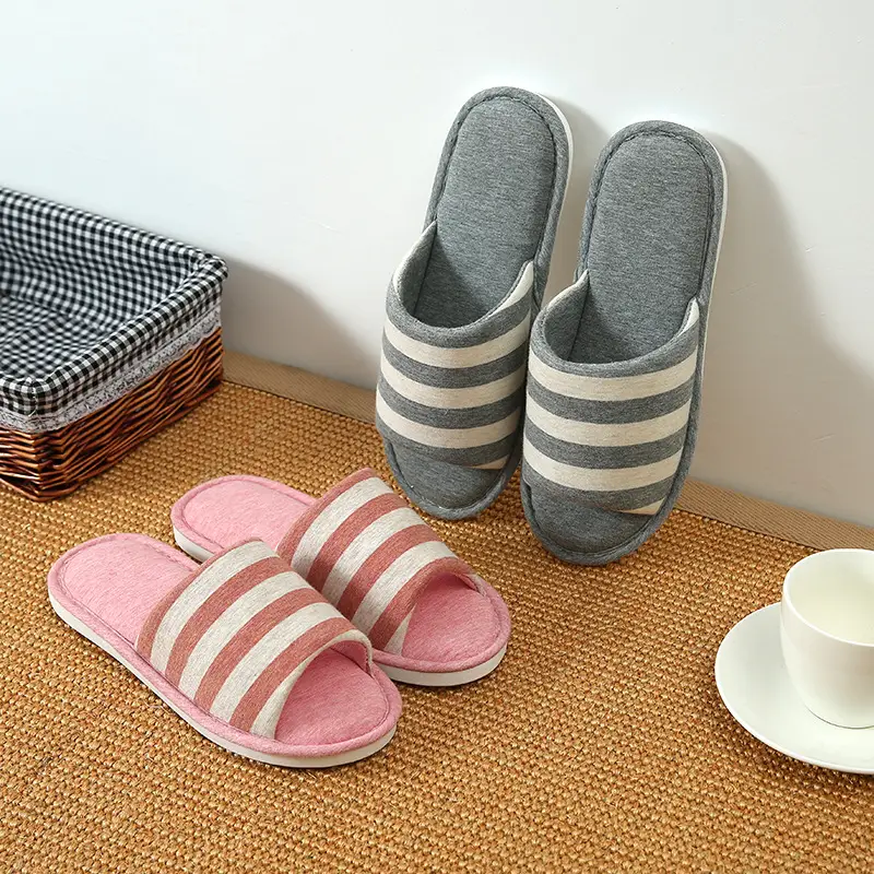 is soft home couple indoor wooden floor slippers women Caterpillar sweat cloth silent thick bottom washed slippers for men and women — feature 28