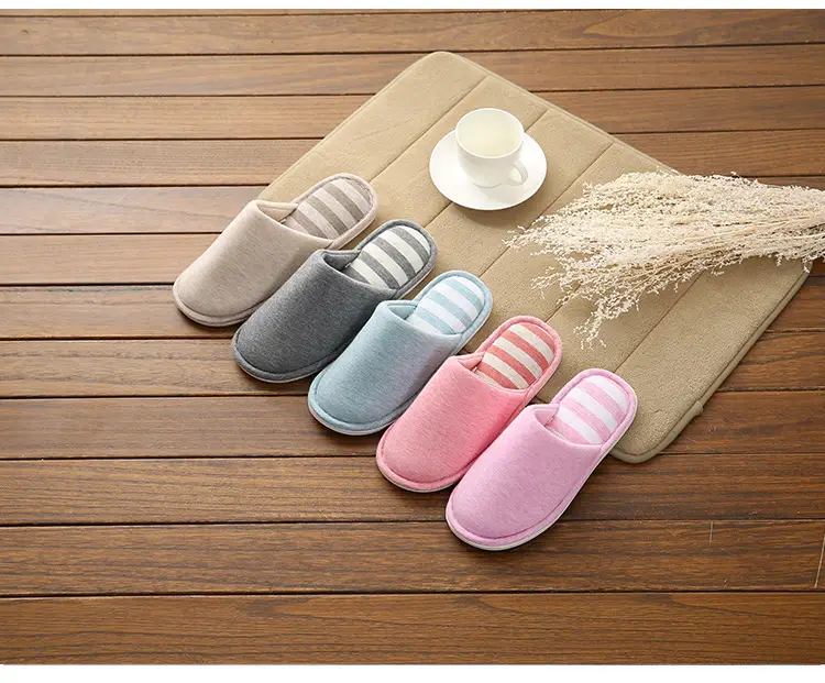 is soft home couple indoor wooden floor slippers women Caterpillar sweat cloth silent thick bottom washed slippers for men and women — feature 38