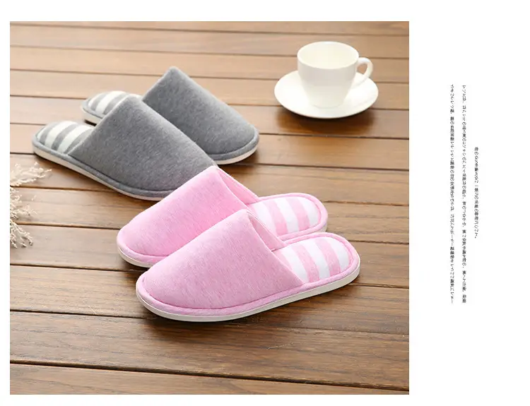 is soft home couple indoor wooden floor slippers women Caterpillar sweat cloth silent thick bottom washed slippers for men and women — feature 48