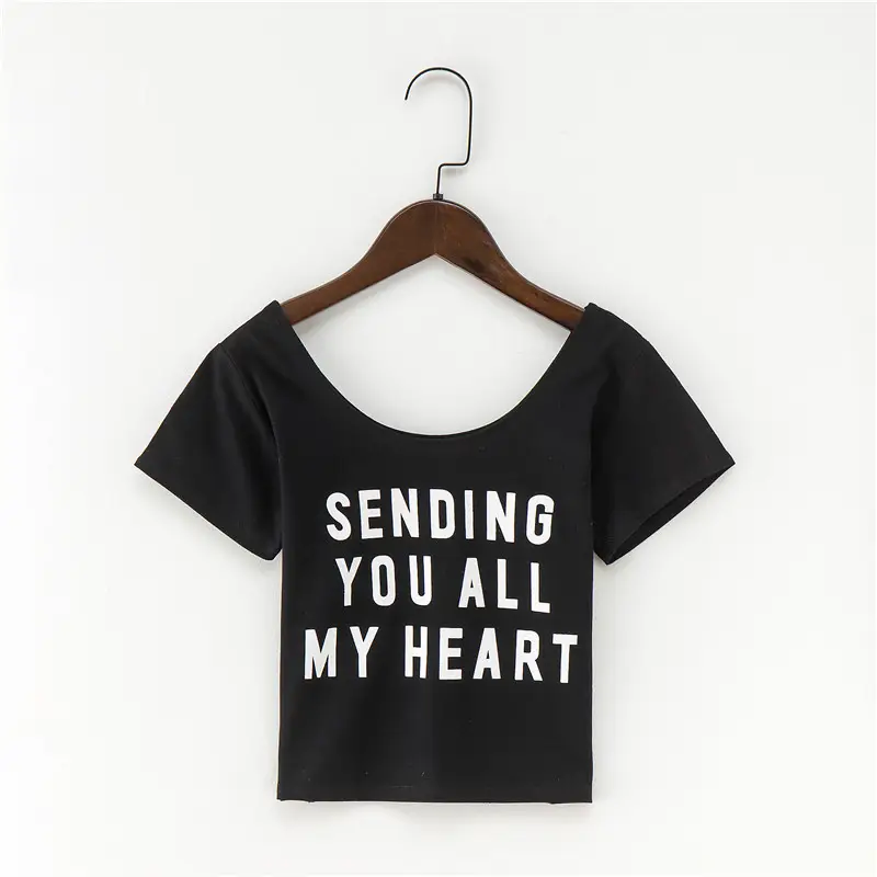 Navel Exposed T-Shirt Women Pink Black Letter Print - Image 7