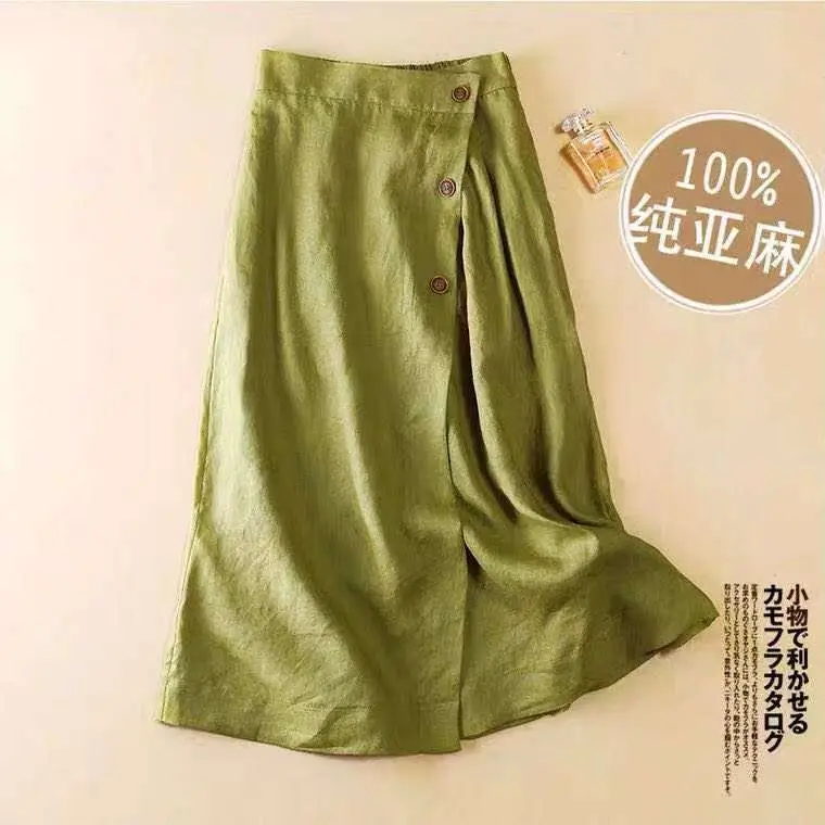 Women's 100% Pure Cotton Black A-Line Skirt Mid-Length