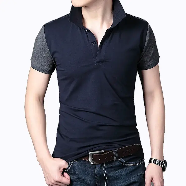 Men Cotton Slim Fit Polo T-Shirt Navy Blue - Image 7