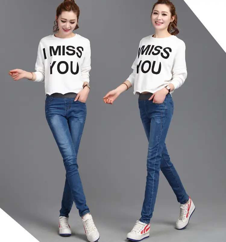 Elastic Waist Skinny Jeans Women Large Size Denim Trousers 2019 — feature 18
