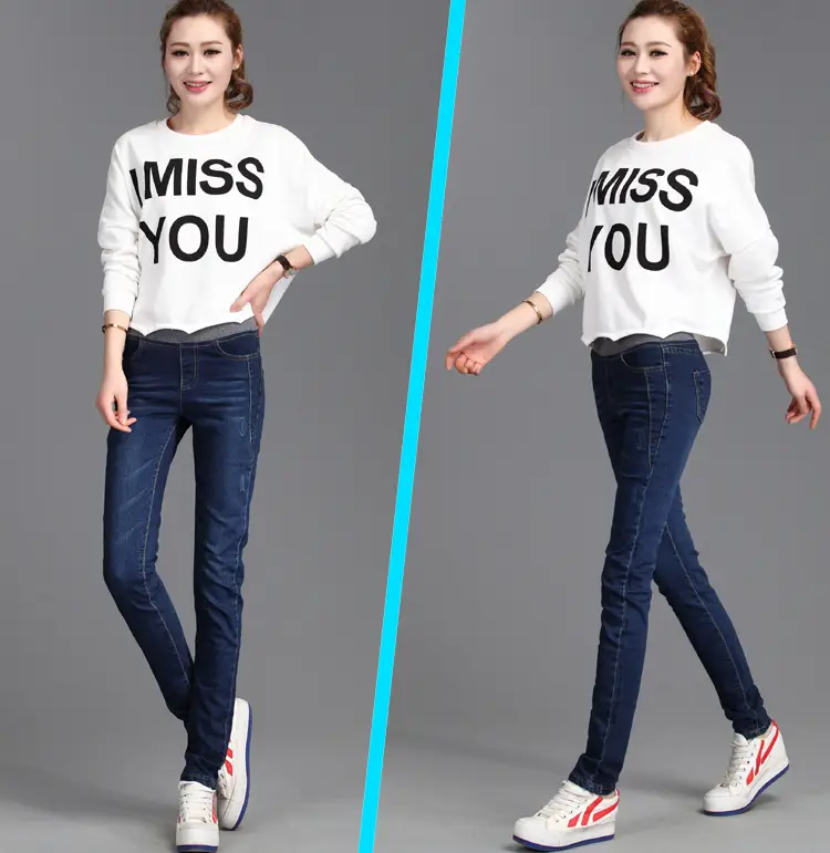 Elastic Waist Skinny Jeans Women Large Size Denim Trousers 2019 — feature 7