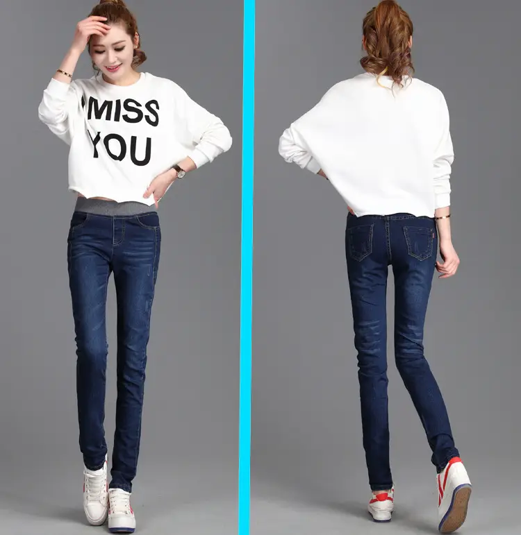 Elastic Waist Skinny Jeans Women Large Size Denim Trousers 2019 — feature 8