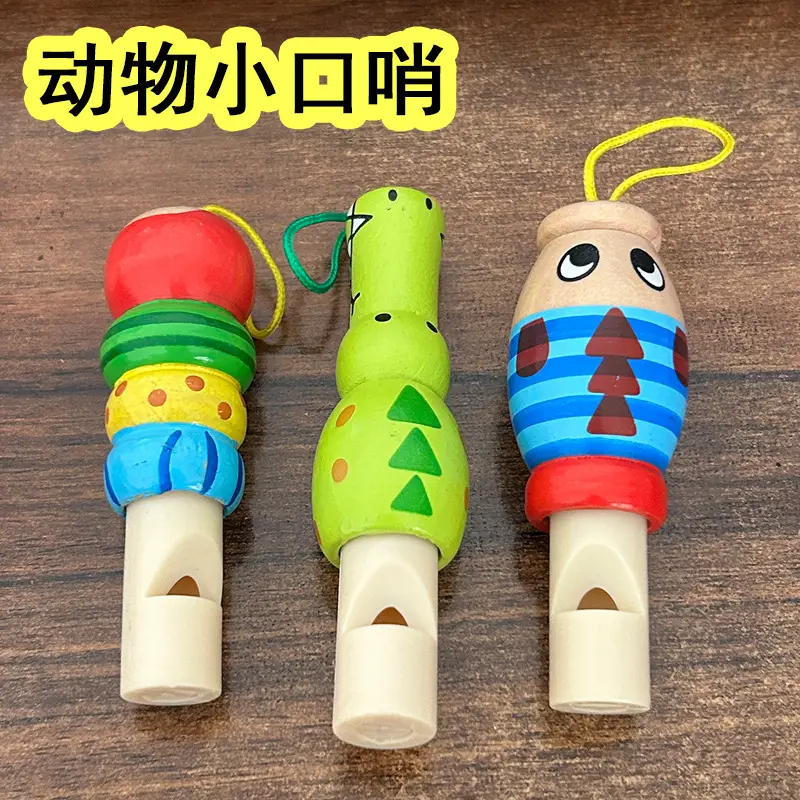 Wholesale Wooden Cartoon Animal Whistles for Kids