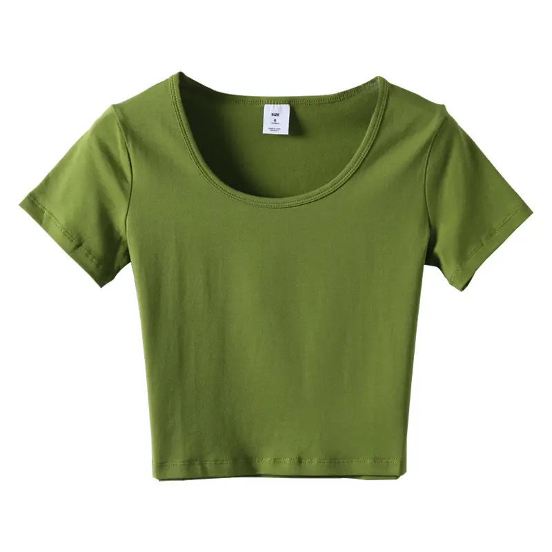 Women White Navel-Baring T-Shirt Short Sleeve - Image 11