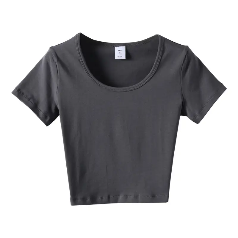 Women White Navel-Baring T-Shirt Short Sleeve - Image 12