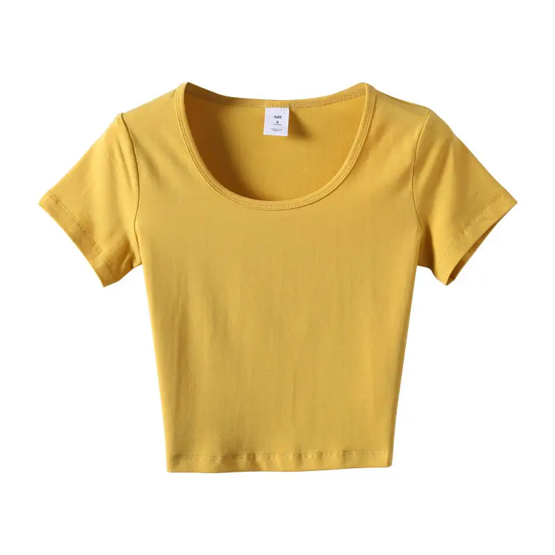 Women White Navel-Baring T-Shirt Short Sleeve - Image 5