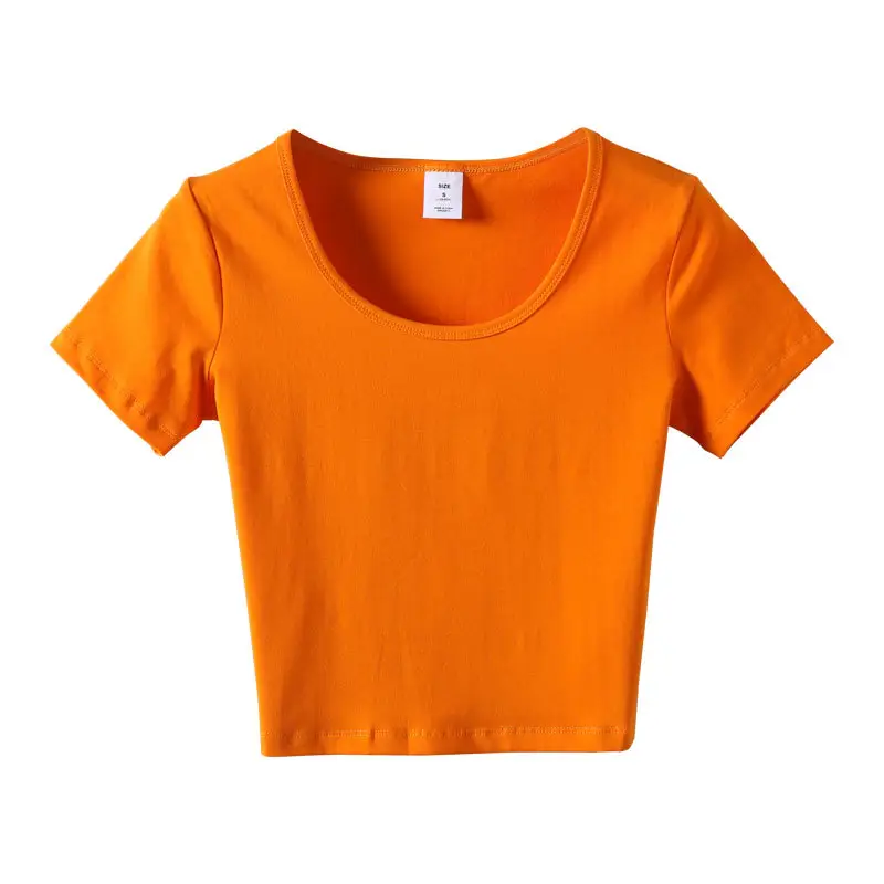Women White Navel-Baring T-Shirt Short Sleeve - Image 6