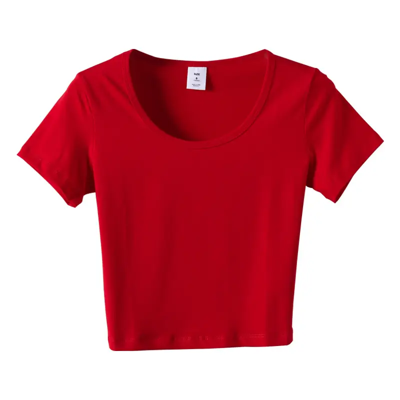 Women White Navel-Baring T-Shirt Short Sleeve - Image 7