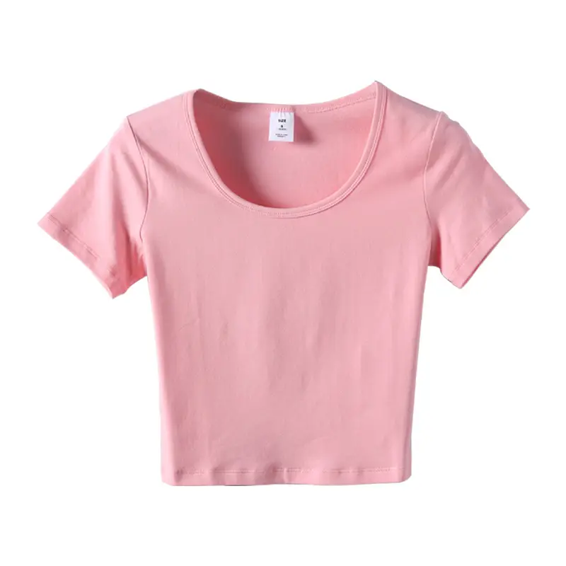 Women White Navel-Baring T-Shirt Short Sleeve - Image 9