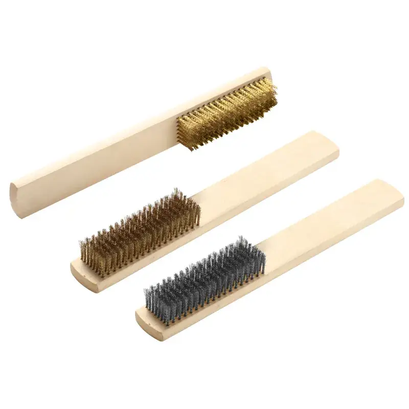 Wooden Wire Brush Set with Copper Plate Handle