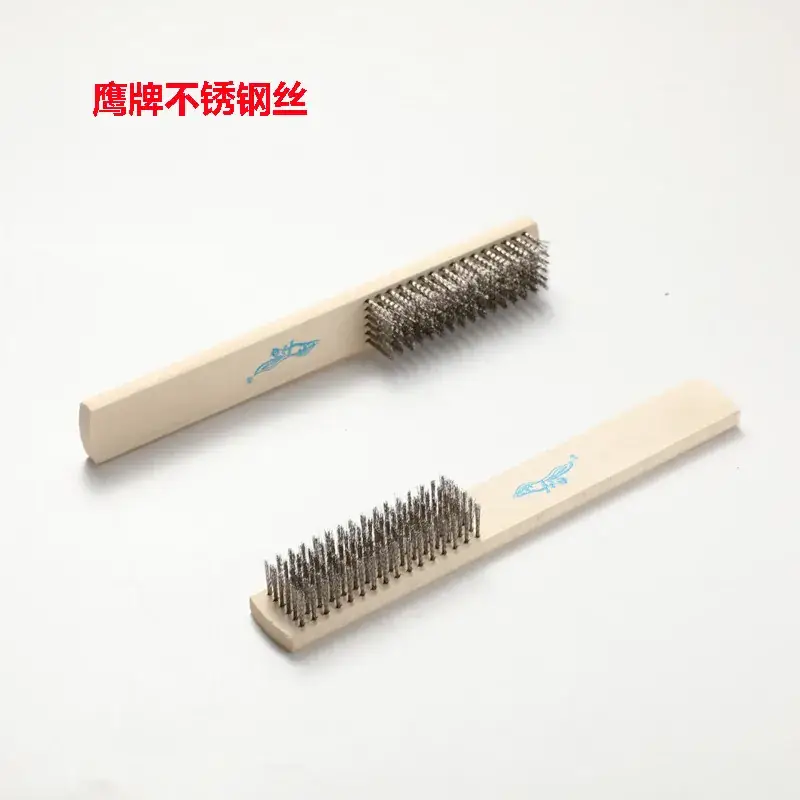 Wooden Wire Brush Set with Copper Plate Handle - Image 2