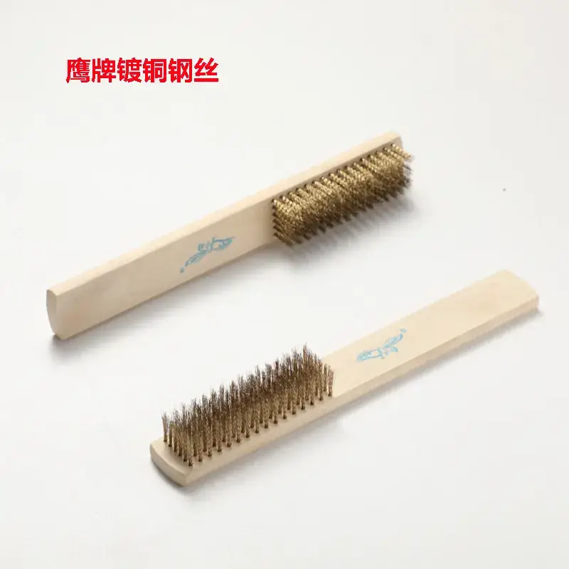 Wooden Wire Brush Set with Copper Plate Handle - Image 3